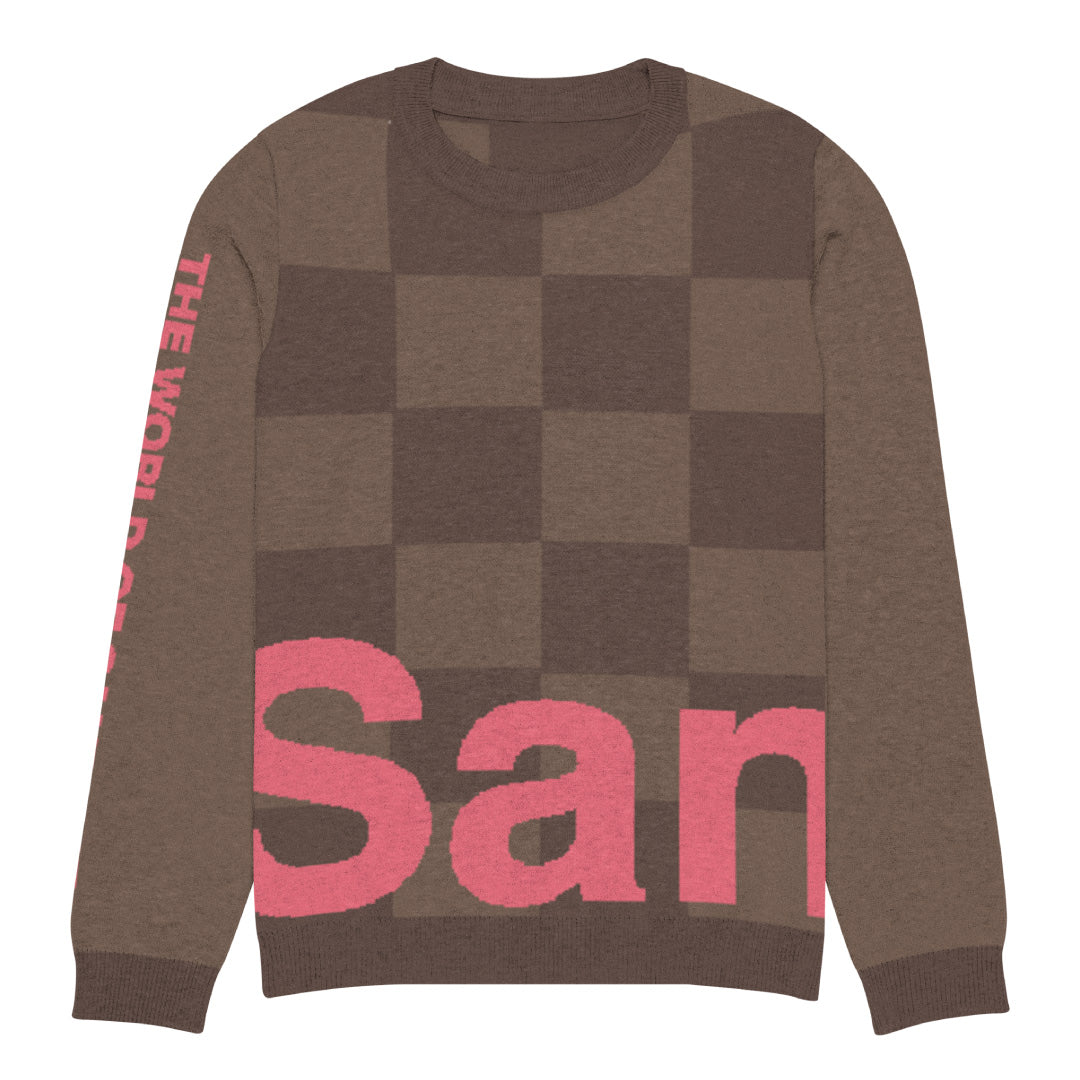 Santone Jacquard Knit Checkerboard Sweater