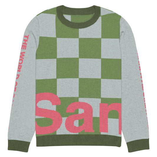 Santone Jacquard Knit Checkerboard Sweater